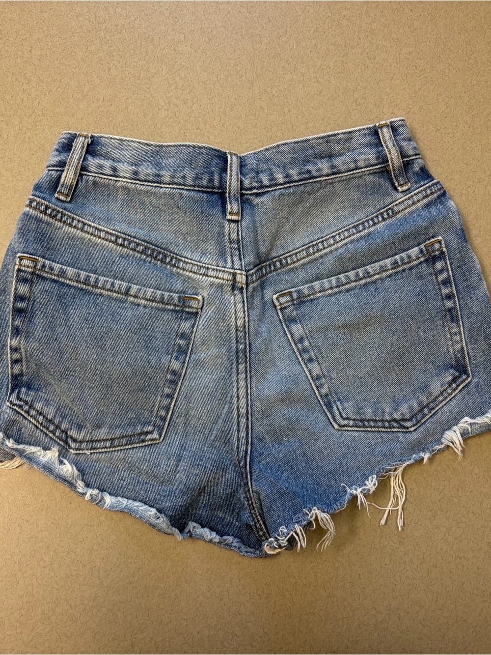 PacSun High-Waist Frayed Denim Shorts - Light Blue